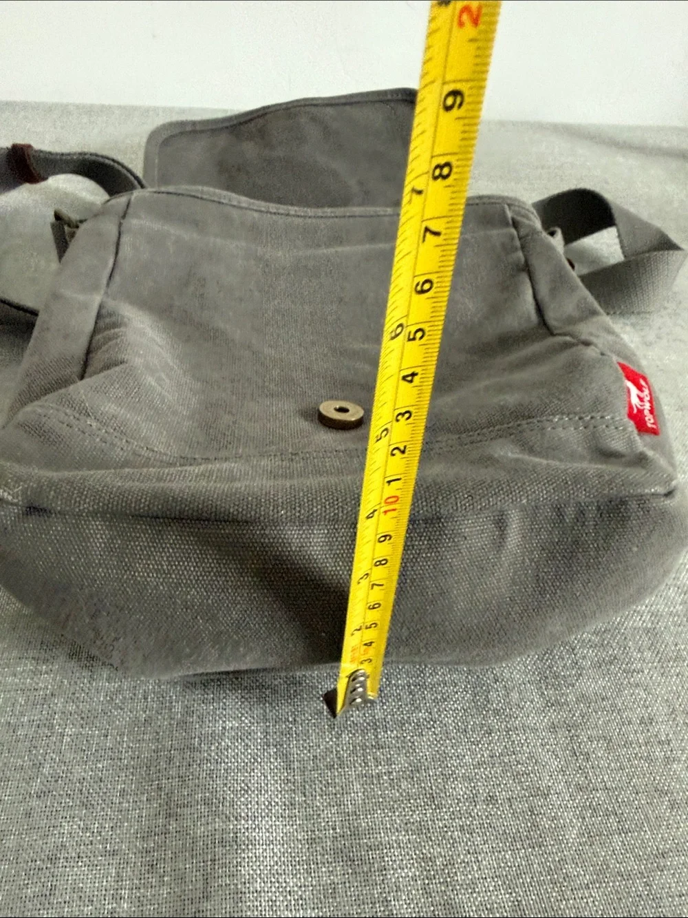 Casual Gray Canvas Messenger Bag with Leather Trim
